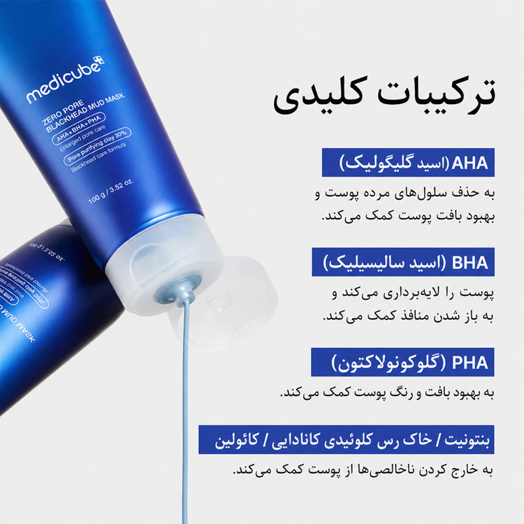 ماسک خاک رس مدی کیوب پاککننده منافذ و جوش سرسیاه Zero Pore Blackhead Mud Mask